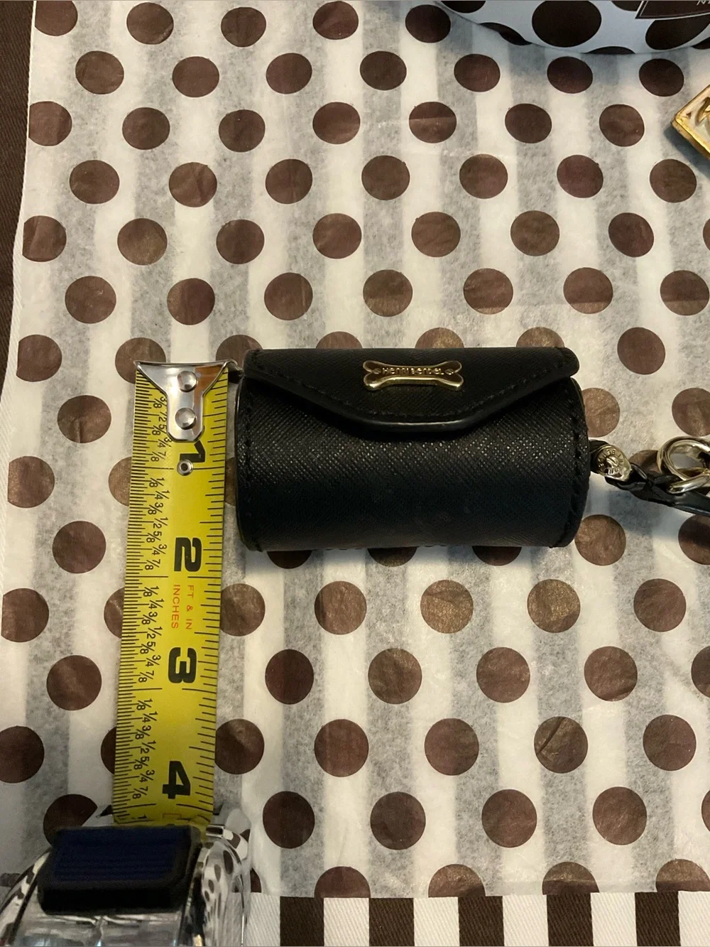 Henri Bendel Black Saffiano Leather Dog Waste Bag Holder